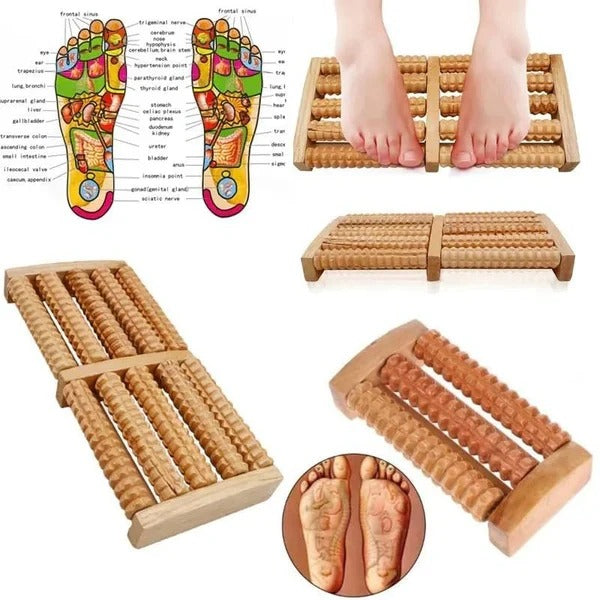 Wooden Foot Massager - Acupressure Roller for Pain Relief