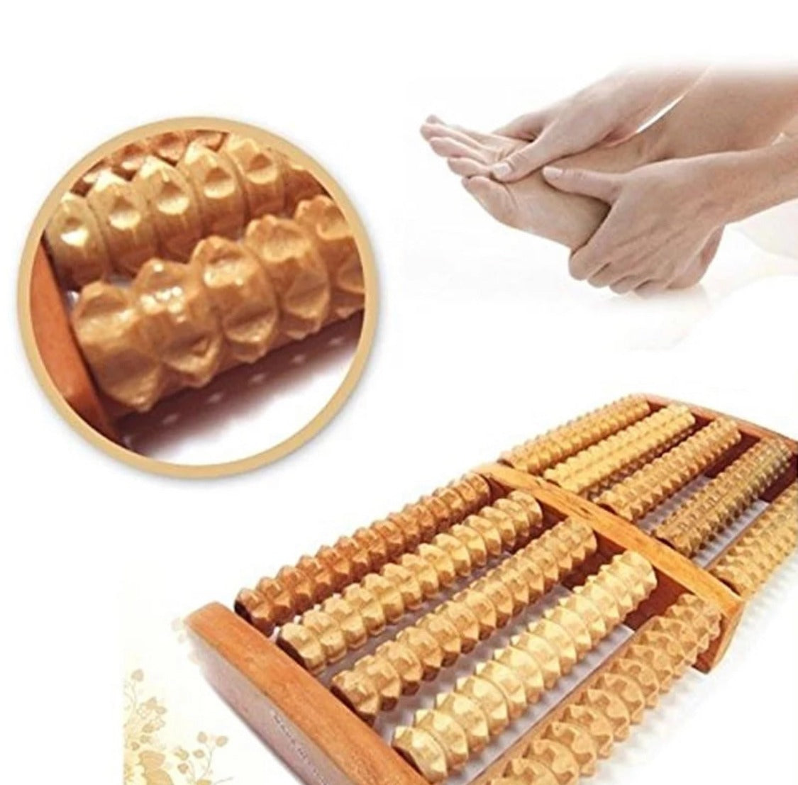 Wooden Foot Massager - Acupressure Roller for Pain Relief