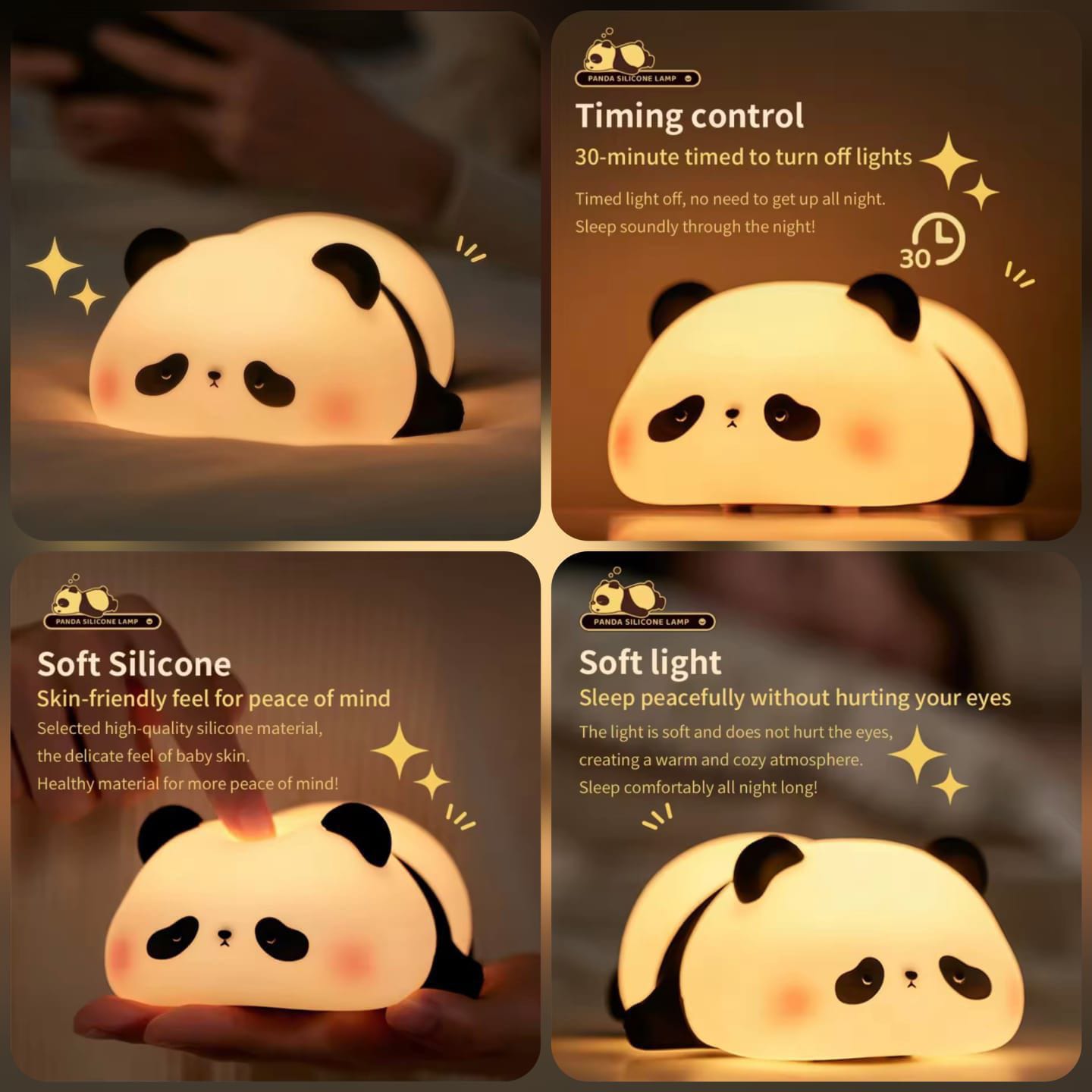 Rechargeable Panda Night Light for Kids | Cute Silicone Lamp